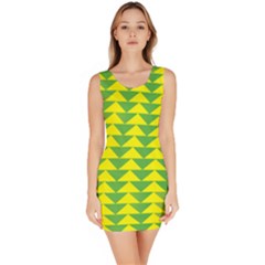 Arrow Triangle Green Yellow Sleeveless Bodycon Dress by Mariart