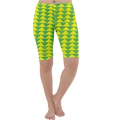 Arrow Triangle Green Yellow Cropped Leggings  by Mariart