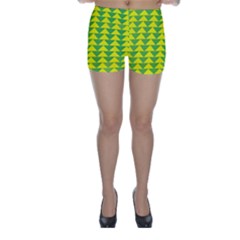 Arrow Triangle Green Yellow Skinny Shorts by Mariart