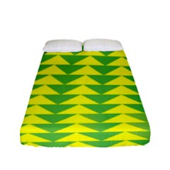 Arrow Triangle Green Yellow Fitted Sheet (full/ Double Size) by Mariart