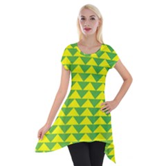 Arrow Triangle Green Yellow Short Sleeve Side Drop Tunic by Mariart