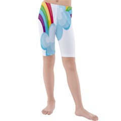 Could Rainbow Red Yellow Green Blue Purple Kids  Mid Length Swim Shorts by Mariart