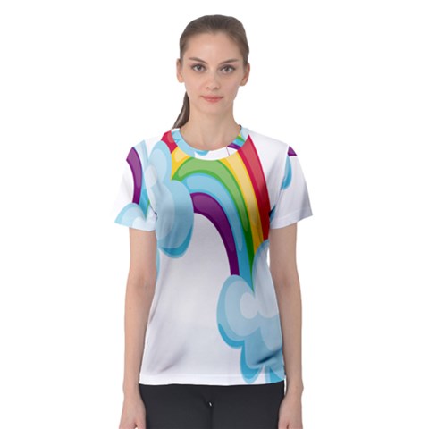 Could Rainbow Red Yellow Green Blue Purple Women s Sport Mesh Tee by Mariart