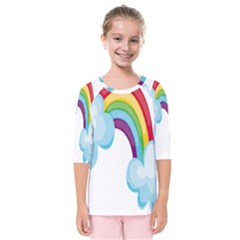 Could Rainbow Red Yellow Green Blue Purple Kids  Quarter Sleeve Raglan Tee