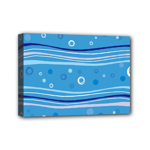 Blue Circle Line Waves Mini Canvas 7  X 5  by Mariart