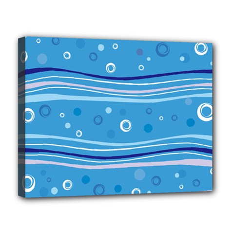 Blue Circle Line Waves Canvas 14  X 11  by Mariart