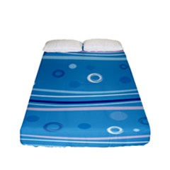 Blue Circle Line Waves Fitted Sheet (full/ Double Size) by Mariart