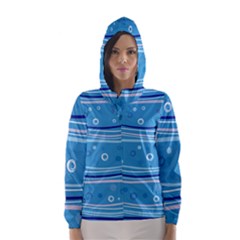 Blue Circle Line Waves Hooded Wind Breaker (women) by Mariart