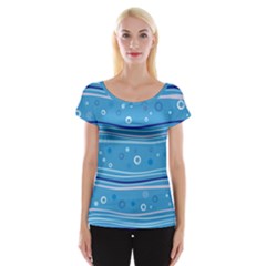 Blue Circle Line Waves Women s Cap Sleeve Top by Mariart