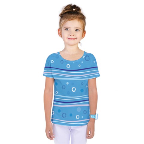 Blue Circle Line Waves Kids  One Piece Tee by Mariart