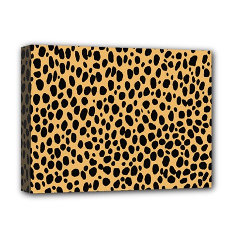 Cheetah Skin Spor Polka Dot Brown Black Dalmantion Deluxe Canvas 16  X 12   by Mariart