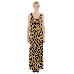 Cheetah Skin Spor Polka Dot Brown Black Dalmantion Maxi Thigh Split Dress by Mariart