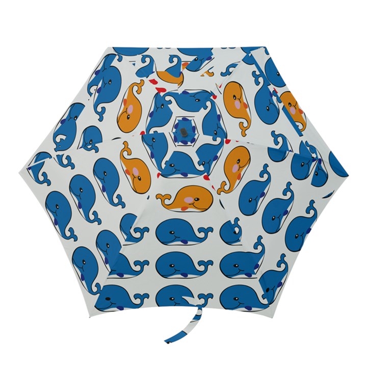 Fish Animals Whale Blue Orange Love Mini Folding Umbrellas