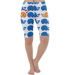 Fish Animals Whale Blue Orange Love Cropped Leggings  by Mariart