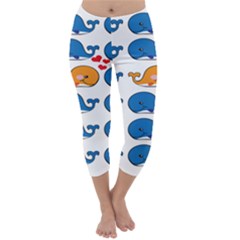 Fish Animals Whale Blue Orange Love Capri Winter Leggings  by Mariart