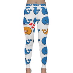 Fish Animals Whale Blue Orange Love Classic Yoga Leggings by Mariart