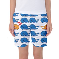 Fish Animals Whale Blue Orange Love Women s Basketball Shorts by Mariart