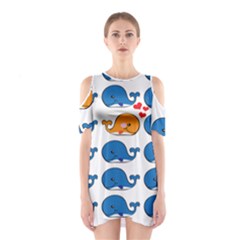 Fish Animals Whale Blue Orange Love Shoulder Cutout One Piece by Mariart