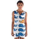 Fish Animals Whale Blue Orange Love Wrap Front Bodycon Dress View1