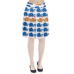 Fish Animals Whale Blue Orange Love Pleated Skirt by Mariart