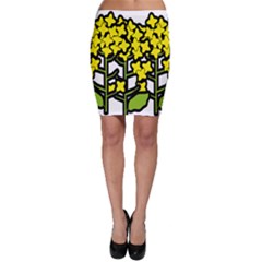 Flower Floral Sakura Yellow Green Leaf Bodycon Skirt by Mariart