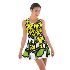 Flower Floral Sakura Yellow Green Leaf Cotton Racerback Dress by Mariart