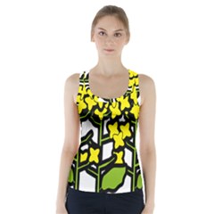 Flower Floral Sakura Yellow Green Leaf Racer Back Sports Top by Mariart