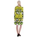 Flower Floral Sakura Yellow Green Leaf Long Sleeve Velvet Front Wrap Dress View2