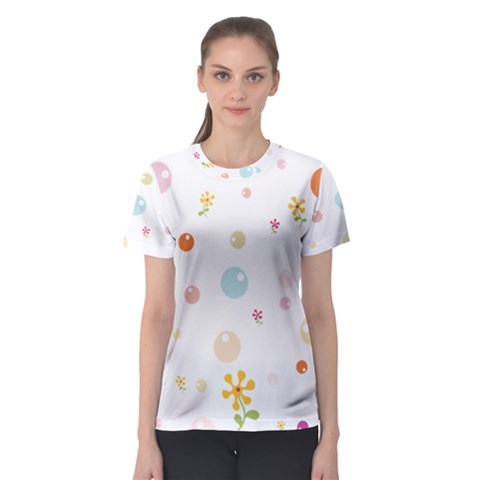 Flower Floral Star Balloon Bubble Women s Sport Mesh Tee by Mariart