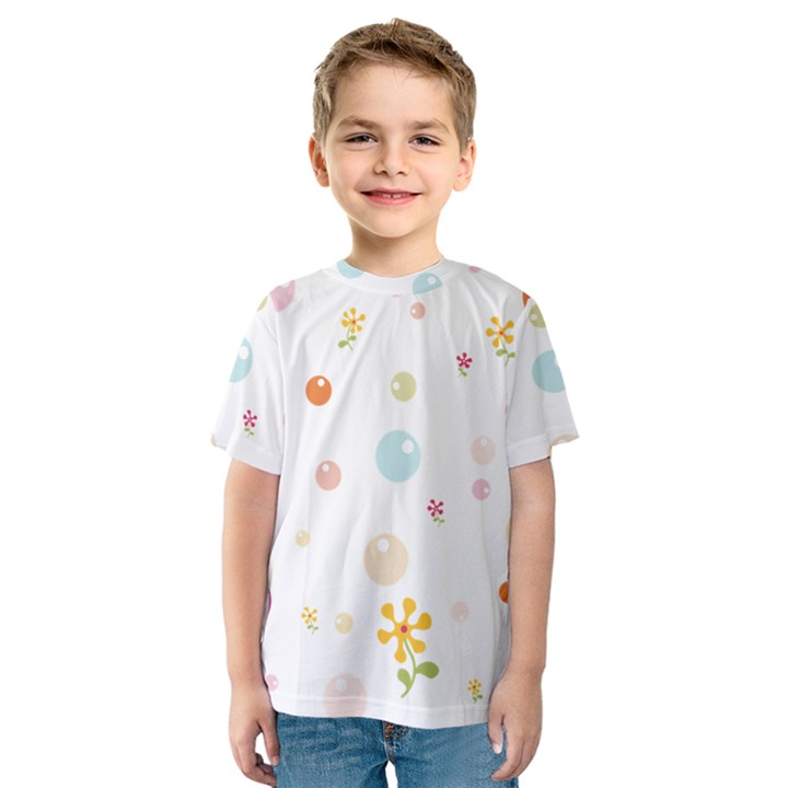 Flower Floral Star Balloon Bubble Kids  Sport Mesh Tee