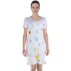 Flower Floral Star Balloon Bubble Short Sleeve Nightdress by Mariart