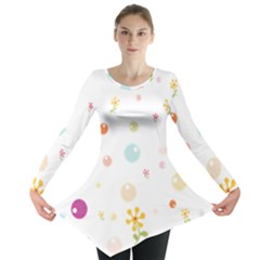 Flower Floral Star Balloon Bubble Long Sleeve Tunic  by Mariart