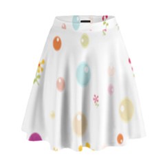 Flower Floral Star Balloon Bubble High Waist Skirt by Mariart