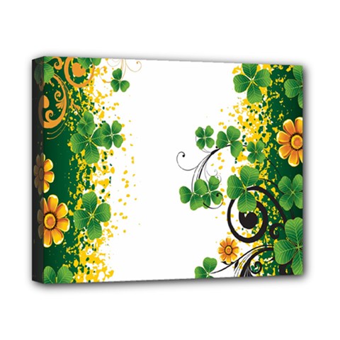 Flower Shamrock Green Gold Canvas 10  X 8  by Mariart