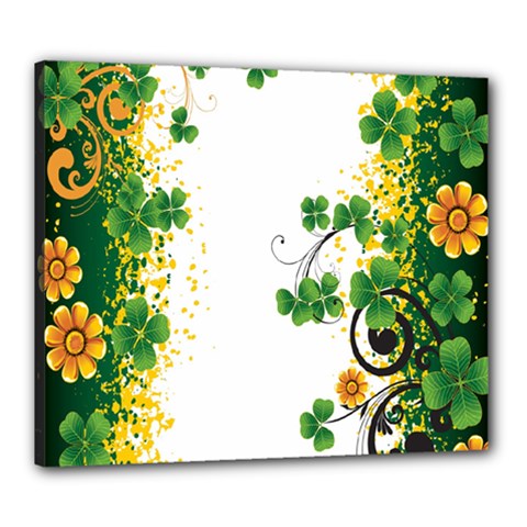 Flower Shamrock Green Gold Canvas 24  X 20  by Mariart