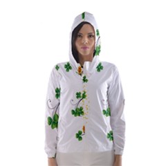 Flower Shamrock Green Gold Hooded Wind Breaker (women) by Mariart