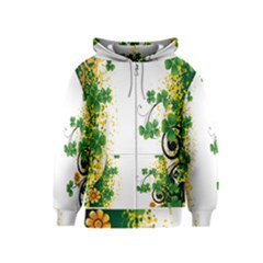 Flower Shamrock Green Gold Kids  Zipper Hoodie by Mariart