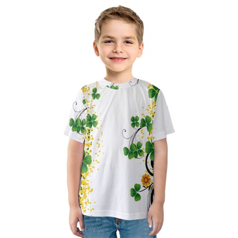 Flower Shamrock Green Gold Kids  Sport Mesh Tee by Mariart