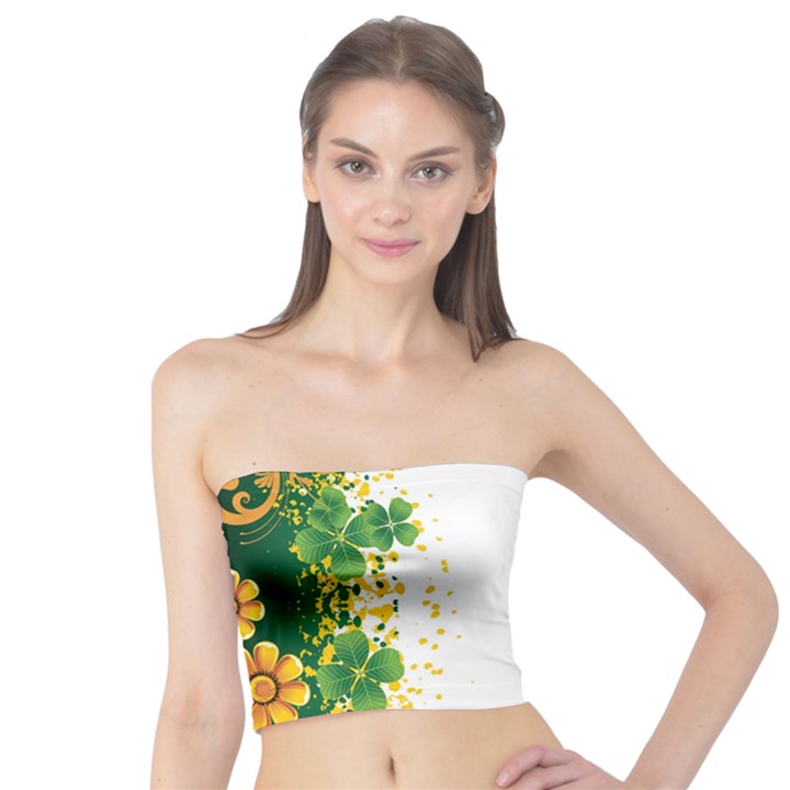 Flower Shamrock Green Gold Tube Top