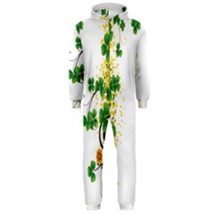 Flower Shamrock Green Gold Hooded Jumpsuit (men)  by Mariart