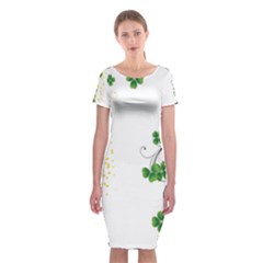 Flower Shamrock Green Gold Classic Short Sleeve Midi Dress by Mariart