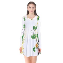 Flower Shamrock Green Gold Flare Dress by Mariart