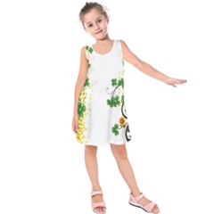 Flower Shamrock Green Gold Kids  Sleeveless Dress by Mariart