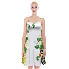 Flower Shamrock Green Gold Spaghetti Strap Velvet Dress by Mariart