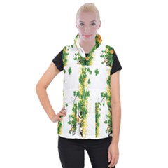 Flower Shamrock Green Gold Women s Button Up Puffer Vest by Mariart