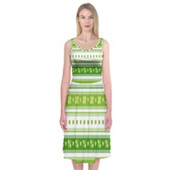 Flower Floral Green Shamrock Midi Sleeveless Dress by Mariart