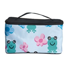 Frog Green Pink Flower Cosmetic Storage Case by Mariart