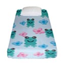 Frog Green Pink Flower Fitted Sheet (Single Size) View1