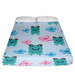 Frog Green Pink Flower Fitted Sheet (king Size) by Mariart