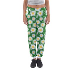 Flower Sunflower Yellow Green Leaf White Women s Jogger Sweatpants by Mariart